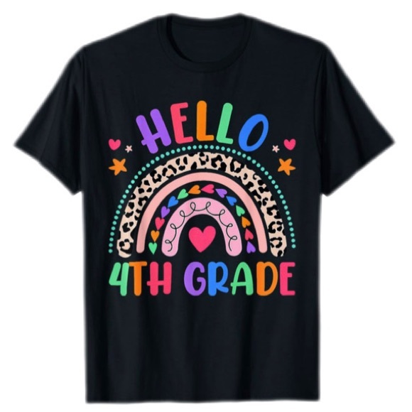 Other - 📚 HELLO 4th GRADE! Leopard Boho Rainbow 1st Day Of School T-Shirt Girls Tee - S